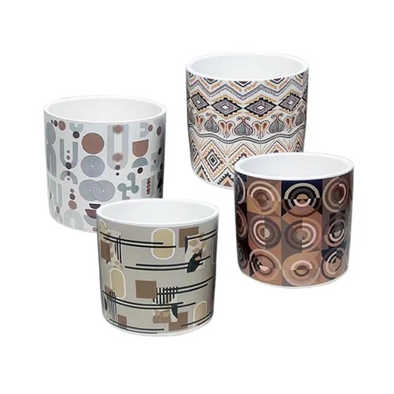 ΚΑΣΠΩ ΜΙΚΡΟ (4 ΣΧΕΔΙΑ ASS) ΨΗΦ. ΕΚΤΥΠΩΣΗ ΚΑΦΕ ΓΕΩΜΕΤΡΙΚΑ ΣΧΕΔΙΑ - Φ11.5x10.5cm 4/48ΚΙΒ – Προσφέρει μοναδική αισθητική | iroots.g