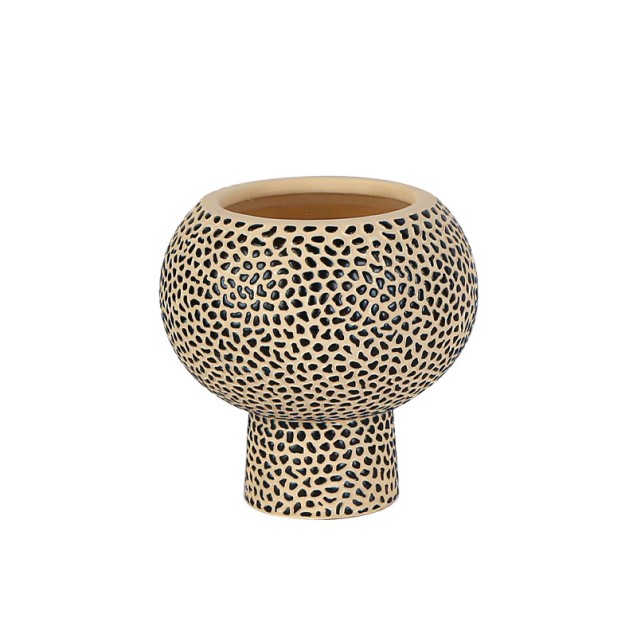 ΚΑΣΠΩ ΜΕΓΑΛΟ ΜΠΕΖ-ΜΑΥΡΟ ΣΦΑΙΡΙΚΟ ΠΟΥΑ ΜΕ ΒΑΣΗ Φ20x20cm - 1/6ΚΙΒ – Δίνει premium χαρακτήρα στο περιβάλλον | iroots.gr