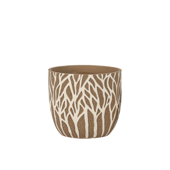 ΚΑΣΠΩ ΤΣΙΜΕΝΤΕΝΙΟ ΚΑΦΕ-ΛΕΥΚΟ ΣΤΡΟΓΓΥΛΟ ΚΛΑΔΙΑ ΔΕΝΤΡΑ Φ17x16cm - 1/8ΚΙΒ – Δίνει premium χαρακτήρα στο περιβάλλον | iroots.gr