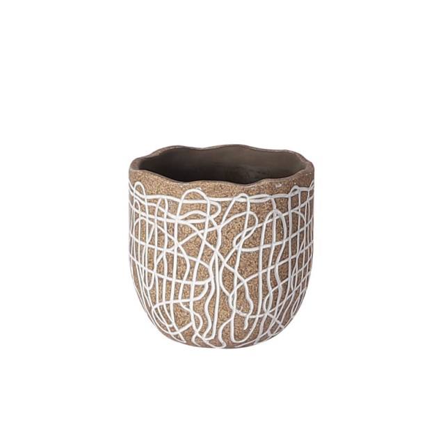 ΚΑΣΠΩ ΤΣΙΜΕΝΤΕΝΙΟ ΜΠΕΖ-ΛΕΥΚΟ ΣΤΡΟΓΓΥΛΟ ΑΦΗΡΗΜΕΝΕΣ ΓΡΑΜΜΕΣ Φ18x17.5cm - 1/6ΚΙΒ – Δημιουργεί αίσθηση πολυτέλειας χωρίς κόπο | iroo