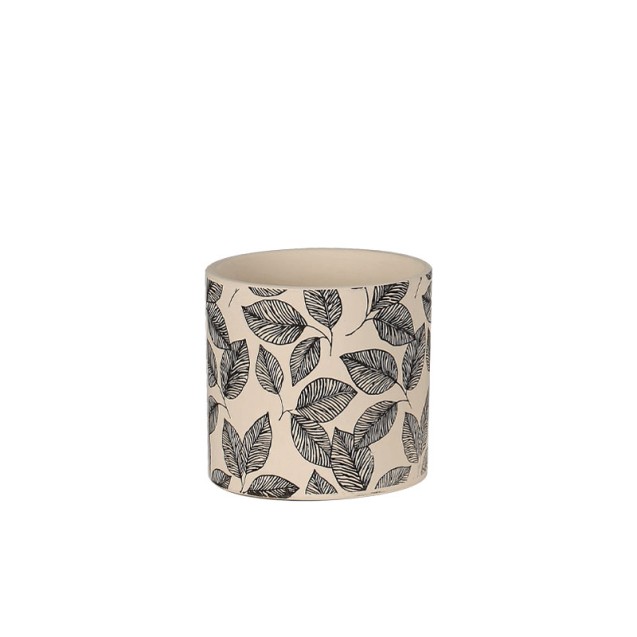 ΚΑΣΠΩ ΤΣΙΜΕΝΤΕΝΙΟ ΜΠΕΖ-ΜΑΥΡΟ ΣΤΡΟΓΓΥΛΟ ΜΕ ΦΥΛΛΑ Φ16.5x15cm - 1/12ΚΙΒ – Ταιριάζει σε κάθε μοντέρνο ή επαγγελματικό χώρο | iroots.