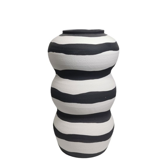 ΒΑΖΟ ΤΣΙΜΕΝΤΕΝΙΟ ΑΣΠΡΟΜΑΥΡΟ ΚΑΜΠΥΛΩΤΟ ΡΙΓΕ - 20x21x38.5cm 2/2ΚΙΒ – Δημιουργεί αίσθηση πολυτέλειας χωρίς κόπο | iroots.gr