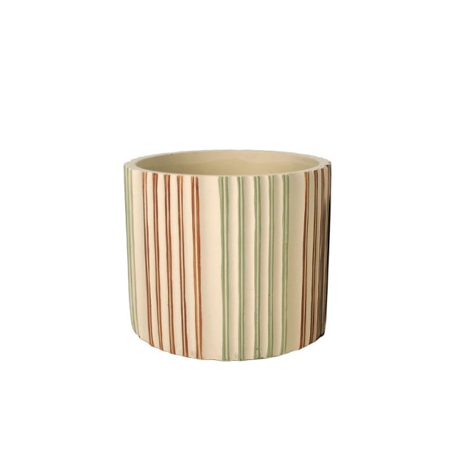 ΚΑΣΠΩ ΤΣΙΜΕΝΤΕΝΙΟ ΜΠΕΖ ΚΑΘΕΤΕΣ ΓΡΑΜΜΕΣ ΠΡΑΣΙΝΕΣ/ΚΟΚΚΙΝΕΣ - Φ16.5x15cm 12/12ΚΙΒ – Δημιουργεί αίσθηση πολυτέλειας χωρίς κόπο | iro