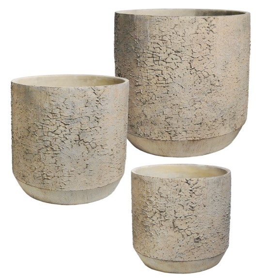 ΚΑΣΠΩ ΤΣΙΜΕΝΤΕΝΙΟ ΣΕΤ/3 ΜΠΕΖ ΠΑΛΑΙΩΜΕΝΟ ΣΚΑΣΤΟ - L:Φ30x29.5, M:Φ26x25.5, S:Φ22.5x22cm 84/ΠΑΛ – Δημιουργεί αίσθηση πολυτέλειας χω