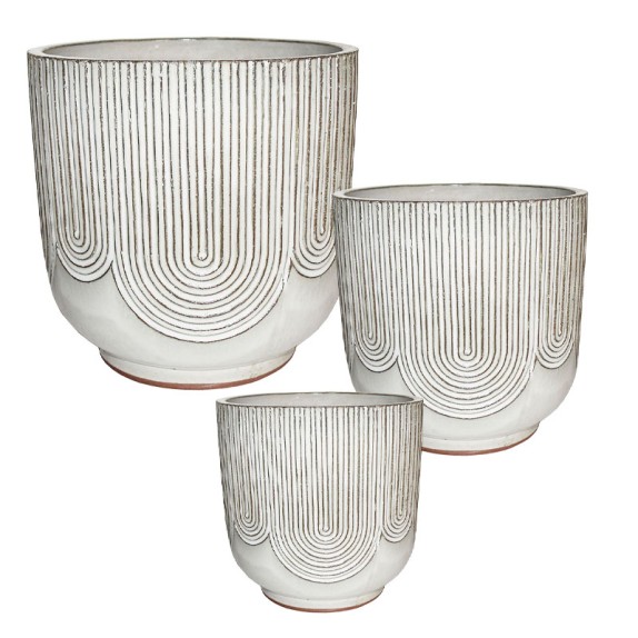 ΣΕΤ/3 ΚΑΣΠΩ ΠΗΛΙΝΑ ΣΤΡΟΓΓΥΛΑ ΜΕ ΚΑΜΠΥΛΩΤΕΣ ΓΡΑΜΜΕΣ - S:Φ24.5x24.5, M:Φ31x30.5, L:Φ41x40.5cm 30/ΠΑΛ – Δημιουργεί αίσθηση πολυτέλε