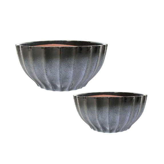 ΣΕΤ/2 ΜΠΟΛ-ΚΑΣΠΩ ΠΗΛΙΝΑ ΑΝΘΡΑΚΙ ΟΒΑΛ ΜΕ ΡΑΒΔΩΣΕΙΣ - S:Φ25.5x12.5, M:Φ31x15.5cm 2/KIB – Αναβαθμίζει άμεσα τον χώρο σου | iroots.g