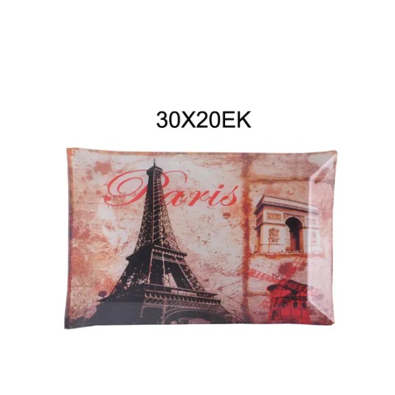 ΓΥΑΛΙΝH ΠΙΑΤΕΛΑ ΟΡΘΟΓΩΝΙΑ ΠΑΡΙΣΙ 30x20cm 1/12ΚΙΒ – Δίνει premium χαρακτήρα στο περιβάλλον | iroots.gr