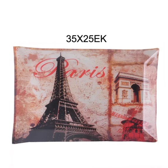 ΓΥΑΛΙΝH ΠΙΑΤΕΛΑ ΟΡΘΟΓΩΝΙΑ ΠΑΡΙΣΙ 35x25cm 1/12ΚΙΒ – Αναβαθμίζει άμεσα τον χώρο σου | iroots.gr