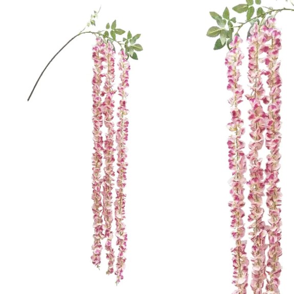 ΚΡΕΜΑΣΤΟ ΚΛΑΔΙ ΒΙΣΤΕΡΙΑ (ΑΚΑΚΙΑ) x3 ΡΟΖ - Υ150cm 12/96ΚΙΒ – Ταιριάζει σε κάθε μοντέρνο ή επαγγελματικό χώρο | iroots.gr