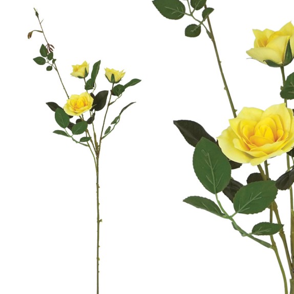 ΚΛΑΔΙ ΤΡΙΑΝΤΑΦΥΛΛΟ ΚΙΤΡΙΝΟ REAL TOUCH ΜΕ 5 ΣΤΕΛΕΧΗ ~ 3 ΛΟΥΛΟΥΔΙΑ - Υ75cm 24/240ΚΙΒ – Ταιριάζει σε κάθε μοντέρνο ή επαγγελματικό 