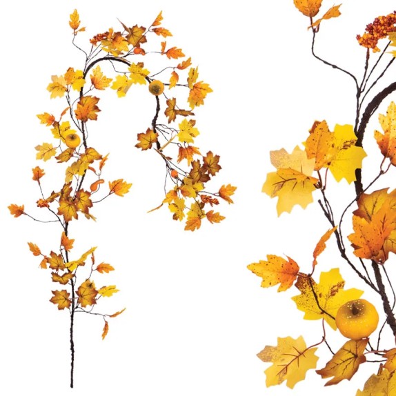 ΓΙΡΛΑΝΤΑ ΚΛΑΡΑ ΜΕ ΚΑΦΕ/ΚΙΤΡΙΝΑ ΦΥΛΛΑ & ΦΡΟΥΤΑ - Υ240cm 140/ΚΙΒ – Αναβαθμίζει άμεσα τον χώρο σου | iroots.gr