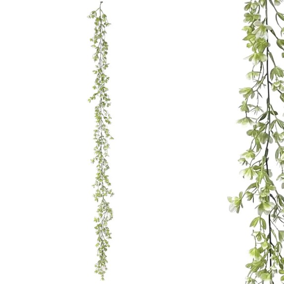 ΓΙΡΛΑΝΤΑ ΠΡΑΣΙΝΑΔΑΣ ME ΛΕΥΚΑ ΑΝΘΑΚΙΑ - Υ150cm 3/36ΚΙΒ – Δημιουργεί αίσθηση πολυτέλειας χωρίς κόπο | iroots.gr