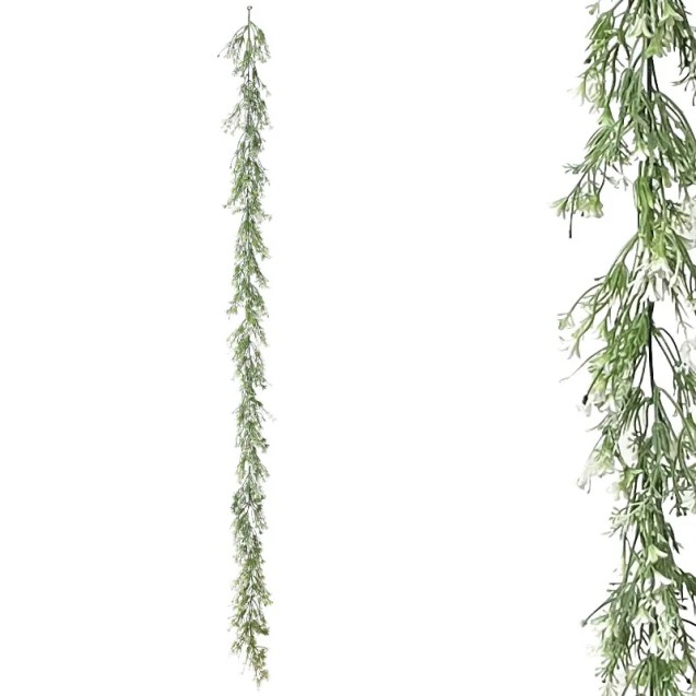 ΓΙΡΛΑΝΤΑ ΠΡΑΣΙΝΑΔΑΣ ME ΕΚΡΟΥ ΑΝΘΑΚΙΑ - Υ180cm 3/36ΚΙΒ – Ταιριάζει σε κάθε μοντέρνο ή επαγγελματικό χώρο | iroots.gr