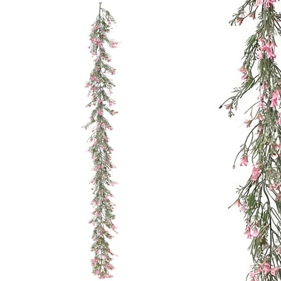 ΓΙΡΛΑΝΤΑ ΠΡΑΣΙΝΑΔΑΣ ME ΡΟΖ ΑΝΘΑΚΙΑ - Υ180cm 3/36ΚΙΒ – Δημιουργεί αίσθηση πολυτέλειας χωρίς κόπο | iroots.gr