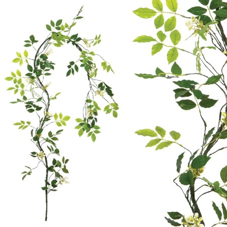 ΓΙΡΛΑΝΤΑ ΚΛΑΡΑ ΜΕ ΠΡΑΣΙΝΑ ΦΥΛΛΑ & ΛΕΥΚΑ ΑΝΘΑΚΙΑ - Υ240cm 160/ΚΙΒ – Ταιριάζει σε κάθε μοντέρνο ή επαγγελματικό χώρο | iroots.gr