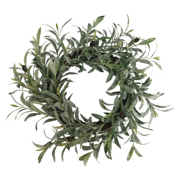 ΔΙΑΚΟΣΜΗΤΙΚΟ ΣΤΕΦΑΝΙ ΕΛΙΑΣ ΠΡΑΣΙΝΟ ΠΑΓΟΥ - Φ50x12cm 12ΚΙΒ – Προσφέρει μοναδική αισθητική | iroots.gr