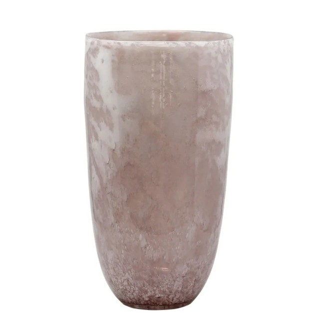 ΒΑΖΟ ΦΥΣΗΤΟ ΓΥΑΛΙ ΣΟΜΟΝ ME ΛΕΥΚΕΣ ΦΥΣΑΛΙΔΕΣ ΜΕΓΑΛΟ - Φ20x35.5cm 1/4ΚΙΒ – Ταιριάζει σε κάθε μοντέρνο ή επαγγελματικό χώρο | iroot