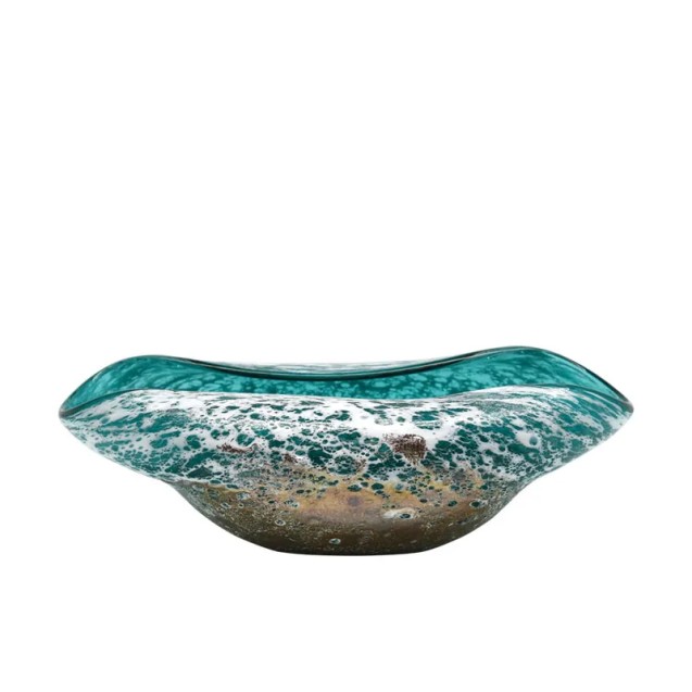 ΠΙΑΤΕΛΑ ΦΥΣΗΤΟ ΓΥΑΛΙ ΤΙΡΚΟΥΑΖ ΘΑΛΑΣΣΑ - 32.5x18x9cm 1/4KIB – Προσφέρει μοναδική αισθητική | iroots.gr