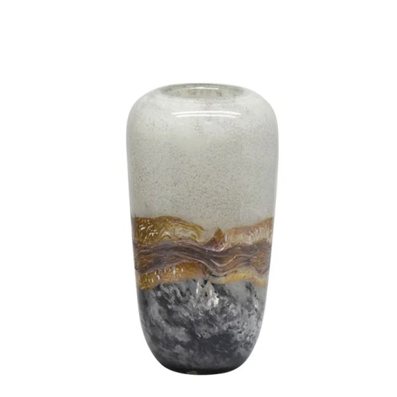 ΒΑΖΟ ΑΠΟ ΦΥΣΗΤΟ ΓΥΑΛΙ ΩΟΕΙΔΕΣ ΜΠΕΖ/ΜΕΛΙ & ΓΚΡΙ ΜΑΡΜΑΡΟ - Φ15x28cm 6/ΚΙΒ – Δημιουργεί αίσθηση πολυτέλειας χωρίς κόπο | iroots.gr