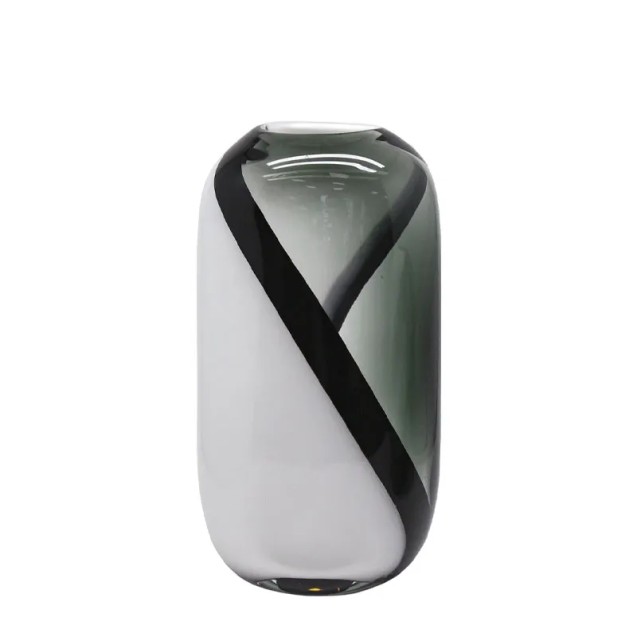 ΒΑΖΟ ΑΠΟ ΦΥΣΗΤΟ ΓΥΑΛΙ ΠΟΜΠΕ ΓΚΡΙ/ΛΕΥΚΟ/ΜΑΥΡΟ - 18x12.5x32cm 4/ΚΙΒ – Ταιριάζει σε κάθε μοντέρνο ή επαγγελματικό χώρο | iroots.gr