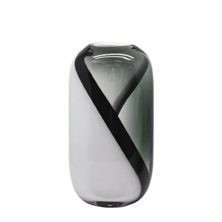 ΒΑΖΟ ΑΠΟ ΦΥΣΗΤΟ ΓΥΑΛΙ ΠΟΜΠΕ ΓΚΡΙ/ΛΕΥΚΟ/ΜΑΥΡΟ - 18x12.5x32cm 4/ΚΙΒ – Ταιριάζει σε κάθε μοντέρνο ή επαγγελματικό χώρο | iroots.gr