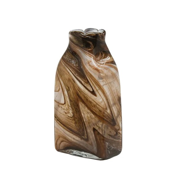 ΒΑΖΟ ΑΠΟ ΦΥΣΗΤΟ ΓΥΑΛΙ ΚΑΦΕ/ΜΕΛΙ ΠΛΑΚΕ ΨΗΛΟ - 18x9.5x34cm 4/ΚΙΒ – Δίνει premium χαρακτήρα στο περιβάλλον | iroots.gr