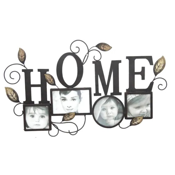 METAΛΛΙΚΟ ΤΟΙΧΟΥ ΜΕ 4 ΦΩΤΟΓΡΑΦΙΕΣ - HOME 60.3x35.6cm 8/ΚΙΒ – Προσφέρει μοναδική αισθητική | iroots.gr