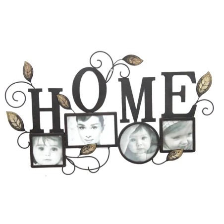 METAΛΛΙΚΟ ΤΟΙΧΟΥ ΜΕ 4 ΦΩΤΟΓΡΑΦΙΕΣ - HOME 60.3x35.6cm 8/ΚΙΒ – Προσφέρει μοναδική αισθητική | iroots.gr