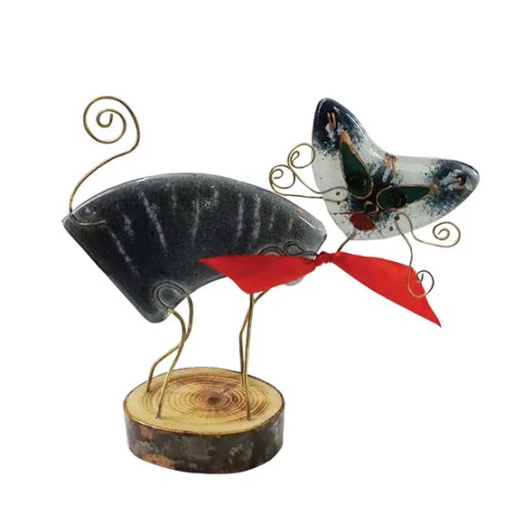 ΓΑΤΑ ΜΑΥΡΗ ΟΡΙΖΟΝΤΙΑ ΕΠΙΤΡΑΠΕΖΙΟ ΓΥΑΛΙ ΦΟΥΤΖΙ 18x20x7cm. – Δίνει premium χαρακτήρα στο περιβάλλον | iroots.gr