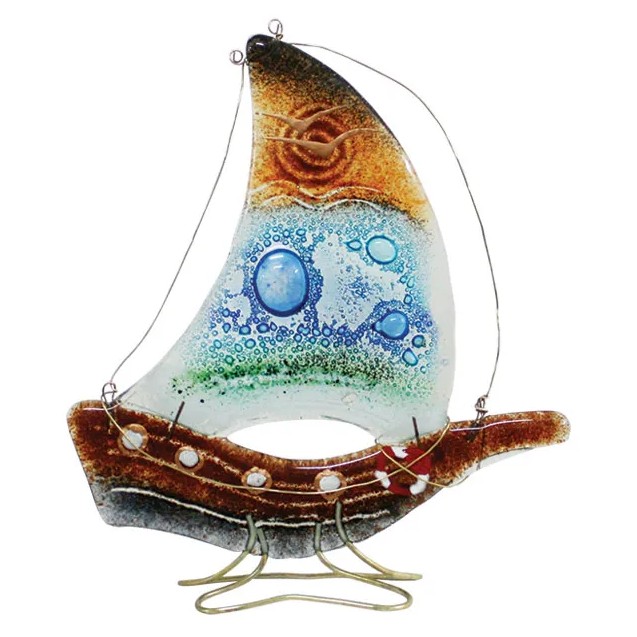 ΚΑΡΑΒΙ ΚΟΚΚ/ΠΡΑΣ/ΜΠΛΕ ΕΠΙΤΡΑΠΕΖΙΟ ΦΟΥΤΖΙ ΓΥΑΛΙ ΜΕΓΑΛΟ 24x27cm. – Δίνει premium χαρακτήρα στο περιβάλλον | iroots.gr