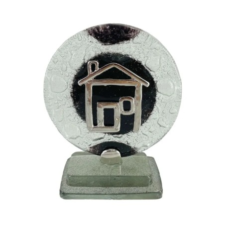 ΕΠΙΤΡAΠΕΖΙΟ ΔΙΑΚΟΣΜΗΤΙΚΟ ΓΟΥΡΙ ΣΠΙΤΙ ΑΣΗΜΙ ΣΕ ΦΥΣΗΤΟ ΓΥΑΛΙ ΜΑΥΡΟ/ΛΕΥΚΟ - Υ12cm – Ταιριάζει σε κάθε μοντέρνο ή επαγγελματικό χώρο