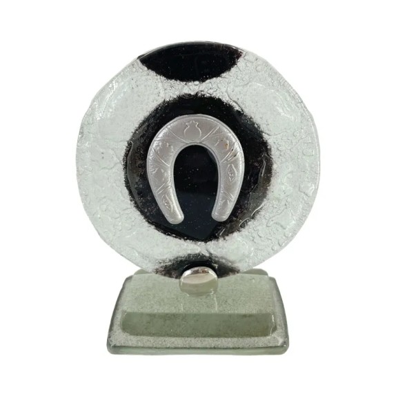 ΕΠΙΤΡAΠΕΖΙΟ ΔΙΑΚΟΣΜΗΤΙΚΟ ΓΟΥΡΙ ΠΕΤΑΛΟ ΑΣΗΜΙ ΣΕ ΦΥΣΗΤΟ ΓΥΑΛΙ ΜΑΥΡΟ/ΛΕΥΚΟ - Υ12cm – Προσφέρει μοναδική αισθητική | iroots.gr