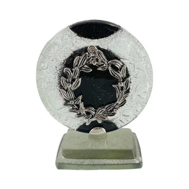 ΕΠΙΤΡAΠΕΖΙΟ ΔΙΑΚΟΣΜΗΤΙΚΟ ΓΟΥΡΙ ΣΤΕΦΑΝΙ ΑΣΗΜΙ ΣΕ ΦΥΣΗΤΟ ΓΥΑΛΙ ΜΑΥΡΟ/ΛΕΥΚΟ - Υ12cm – Αναβαθμίζει άμεσα τον χώρο σου | iroots.gr