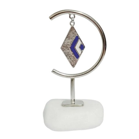 ΕΠΙΤΡΑΠΕΖΙΟ ΜΕΤΑΛΛΙΚΟ ΔΙΑΚΟΣΜΗΤΙΚΟ ΡΟΜΒΟΣ/ΚΥΚΛΟΣ ΑΣΗΜΙ ΣΕ ΒΑΣΗ ΛΕΥΚΗ ΠΕΤΡΑ - Υ12cm – Αναβαθμίζει άμεσα τον χώρο σου | iroots.gr