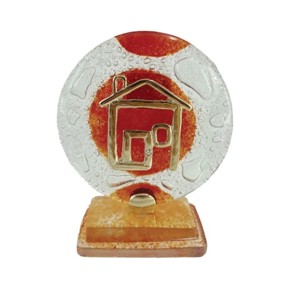 ΕΠΙΤΡAΠΕΖΙΟ ΔΙΑΚΟΣΜΗΤΙΚΟ ΓΟΥΡΙ ΣΠΙΤΙ ΧΡΥΣΟ ΣΕ ΦΥΣΗΤΟ ΓΥΑΛΙ ΠΟΡΤΟΚΑΛΙ/ΛΕΥΚΟ - Υ12cm – Δημιουργεί αίσθηση πολυτέλειας χωρίς κόπο |