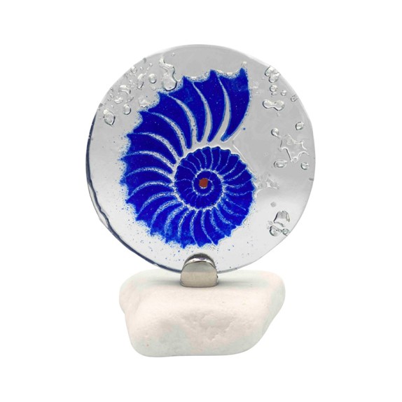 ΔΙΑΚΟΣΜΗΤΙΚΟ ΕΠΙΤΡΑΠΕΖΙΟ ΓΥΑΛΙΝΟ ΦΟΥΤΖΙ ΜΕ ΠΕΤΡΑ ΚΟΧΥΛΙ ΜΠΛΕ - 10x12cm – Αναβαθμίζει άμεσα τον χώρο σου | iroots.gr