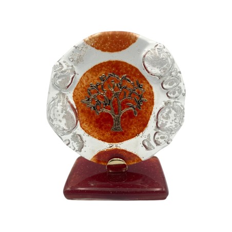 ΕΠΙΤΡAΠΕΖΙΟ ΔΙΑΚΟΣΜΗΤΙΚΟ ΓΟΥΡΙ ΕΛΙΑ ΧΡΥΣΟ ΣΕ ΦΥΣΗΤΟ ΓΥΑΛΙ ΚΟΚΚΙΝΟ/ΛΕΥΚΟ - Υ12cm – Ταιριάζει σε κάθε μοντέρνο ή επαγγελματικό χώρ