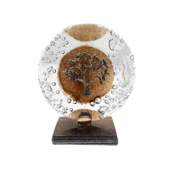 ΕΠΙΤΡAΠΕΖΙΟ ΔΙΑΚΟΣΜΗΤΙΚΟ ΓΟΥΡΙ ΕΛΙΑ ΧΡΥΣΟ ΣΕ ΦΥΣΗΤΟ ΓΥΑΛΙ ΚΑΦΕ/ΛΕΥΚΟ - Υ12cm – Ταιριάζει σε κάθε μοντέρνο ή επαγγελματικό χώρο |