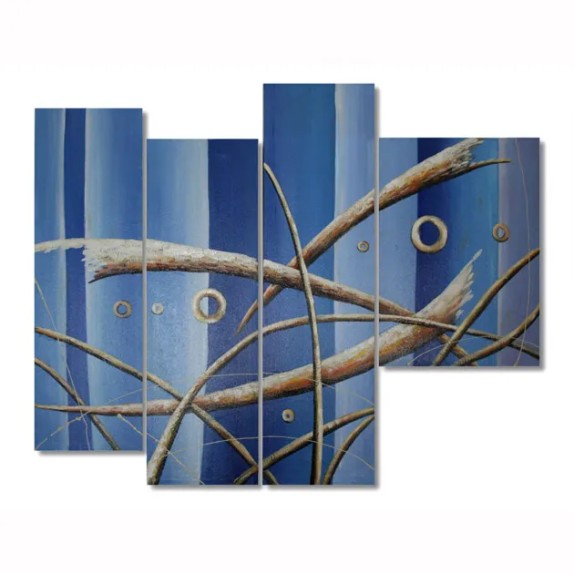 ΠΙΝΑΚΑΣ ΖΩΓΡΑΦΙΚΗΣ ΣΕΤ/4 ΜΠΛΕ ΜΕ ΚΥΚΛΟΥΣ - 90x70cm – Αναβαθμίζει άμεσα τον χώρο σου | iroots.gr