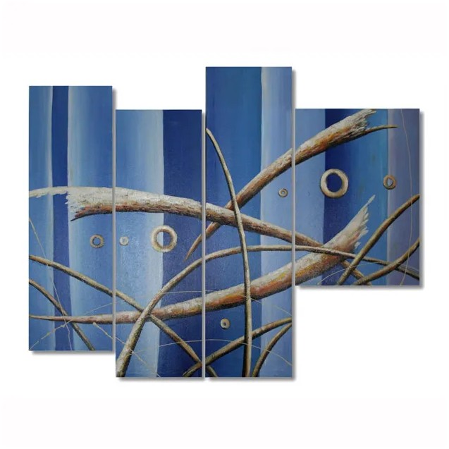 ΠΙΝΑΚΑΣ ΖΩΓΡΑΦΙΚΗΣ ΣΕΤ/4 ΜΠΛΕ ΜΕ ΚΥΚΛΟΥΣ - 90x70cm – Αναβαθμίζει άμεσα τον χώρο σου | iroots.gr