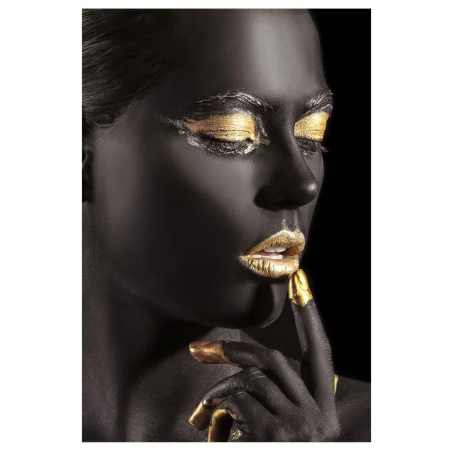 ΠΙΝΑΚΑΣ ΓΥΝΑΙΚΑ ΜΑΥΡΟ-ΧΡΥΣΟ ΜΕ 3D ΛΕΠΤΟΜΕΡΕΙΕΣ - ΨΗΦΙΑΚΗ ΕΚΤΥΠΩΣΗ 60x90x2.5 1/10ΚΙΒ – Δημιουργεί αίσθηση πολυτέλειας χωρίς κόπο 