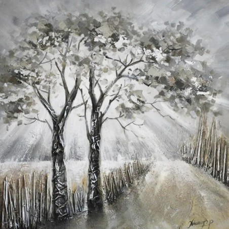 ΠΙΝΑΚΑΣ ΚΑΜΒΑΣ ΔΕΝΤΡΑ-ΗΛΙΑΧΤΙΔΑ ΔΕΞΙ 100x100cm 6/ΚΙΒ – Ταιριάζει σε κάθε μοντέρνο ή επαγγελματικό χώρο | iroots.gr