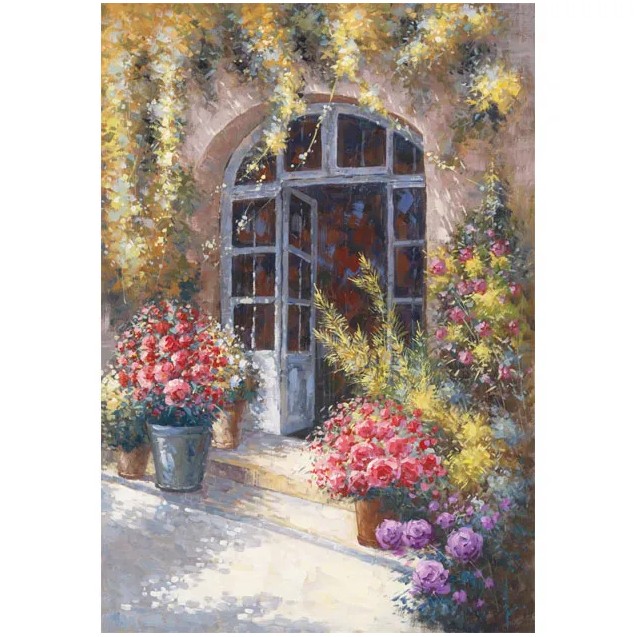 ΠΙΝΑΚΑΣ ΚΑΜΒΑΣ ΕΙΣΟΔΟΣ ΜΕ ΛΟΥΛΟΥΔΙΑ ΣΤΗΝ ΚΕΡΚΥΡΑ 80x120cm 6/ΚΙΒ – Προσφέρει μοναδική αισθητική | iroots.gr