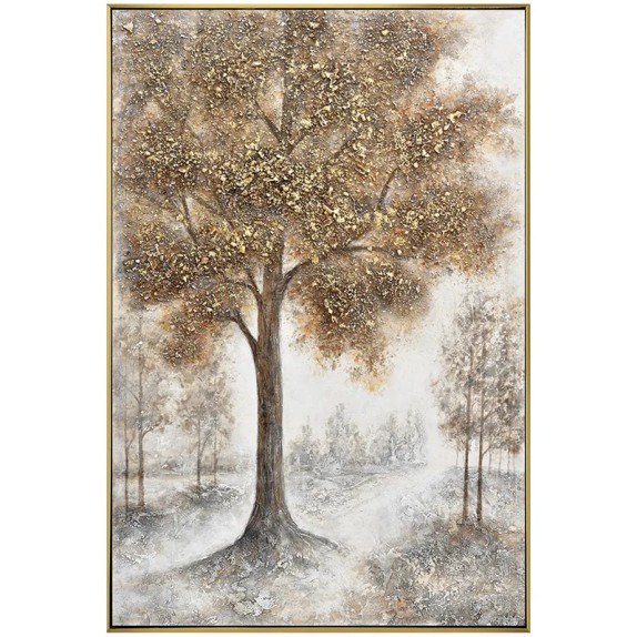 ΠΙΝΑΚΑΣ ΚΑΜΒΑΣ ΜΕ ΚΟΡΝΙΖΑ ΔΕΝΤΡΟ ΚΑΦΕ/ΧΡΥΣΟ - 100x150cm 1/6ΚΙΒ – Αναβαθμίζει άμεσα τον χώρο σου | iroots.gr