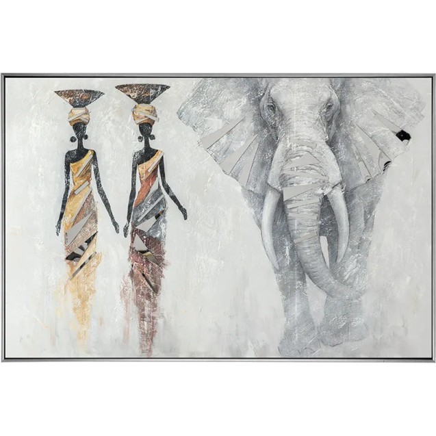 ΠΙΝΑΚΑΣ ΚΑΜΒΑΣ 2 ΑΦΡΙΚΑΝΕΣ & ΕΛΕΦΑΝΤΑΣ ΜΕ ΚΟΡΝΙΖΑ - 152.5x102.5x5.5cm 4/KIB – Ταιριάζει σε κάθε μοντέρνο ή επαγγελματικό χώρο | 