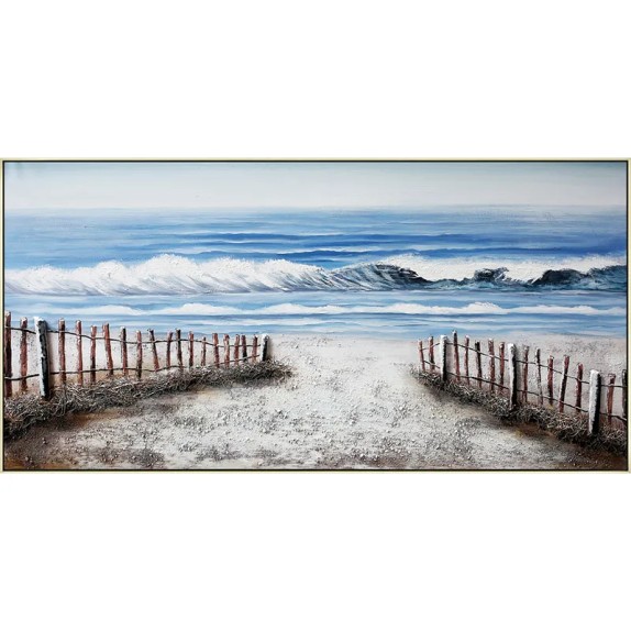 ΠΙΝΑΚΑΣ ΚΑΜΒΑΣ ΣΕ ΧΡΥΣΟ ΚΑΔΡΟ - ΘΑΛΑΣΣΑ ΠΕΡΙΦΡΑΞΗ ΣΤΗΝ ΠΑΡΑΛΙΑ - 140x70cm 6/ΚΙΒ – Δημιουργεί αίσθηση πολυτέλειας χωρίς κόπο | ir