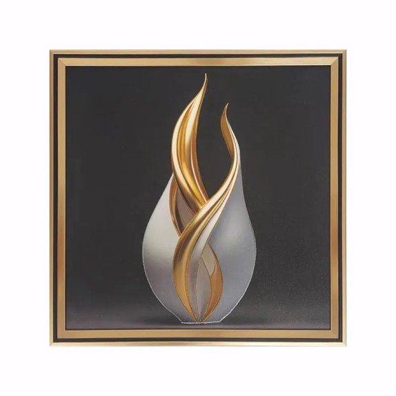 ΚΑΔΡΑΚΙ ΜΕ ΧΡΥΣΗ ΚΟΡΝΙΖΑ & ΕΚΤΥΠΩΣΗ 3D ΣΧΗΜΑΤΑ ΑΦΗΡΗΜΕΝΟ - 41x41cm 24/ΚΙΒ – Δημιουργεί αίσθηση πολυτέλειας χωρίς κόπο | iroots.g