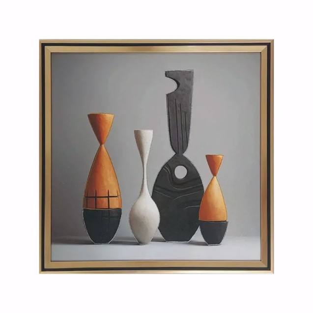 ΚΑΔΡΑΚΙ ΜΕ ΧΡΥΣΗ ΚΟΡΝΙΖΑ & ΕΚΤΥΠΩΣΗ 3D ΒΑΖΑ ΑΦΗΡΗΜΕΝΟ - 41x41cm 24/ΚΙΒ – Ταιριάζει σε κάθε μοντέρνο ή επαγγελματικό χώρο | iroot