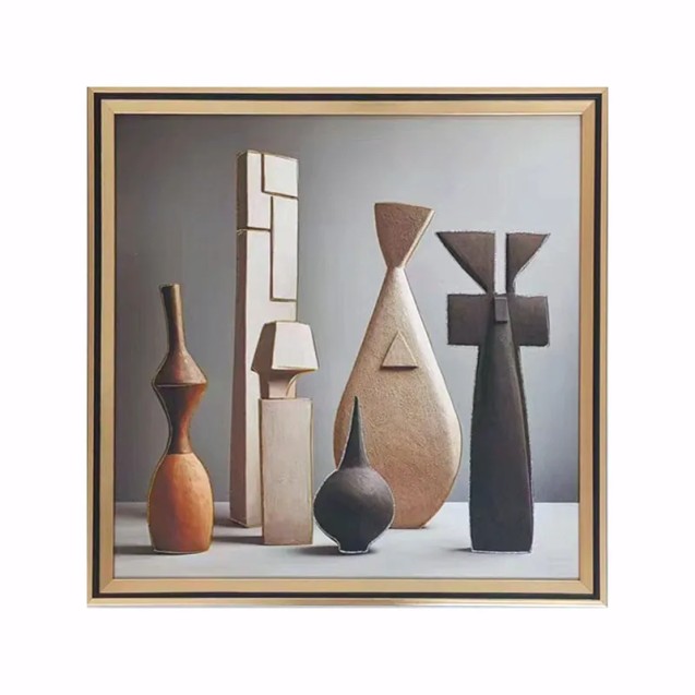 ΚΑΔΡΑΚΙ ΜΕ ΧΡΥΣΗ ΚΟΡΝΙΖΑ & ΕΚΤΥΠΩΣΗ 3D ΒΑΖΑ ΑΦΗΡΗΜΕΝΟ - 41x41cm 24/ΚΙΒ – Ταιριάζει σε κάθε μοντέρνο ή επαγγελματικό χώρο | iroot