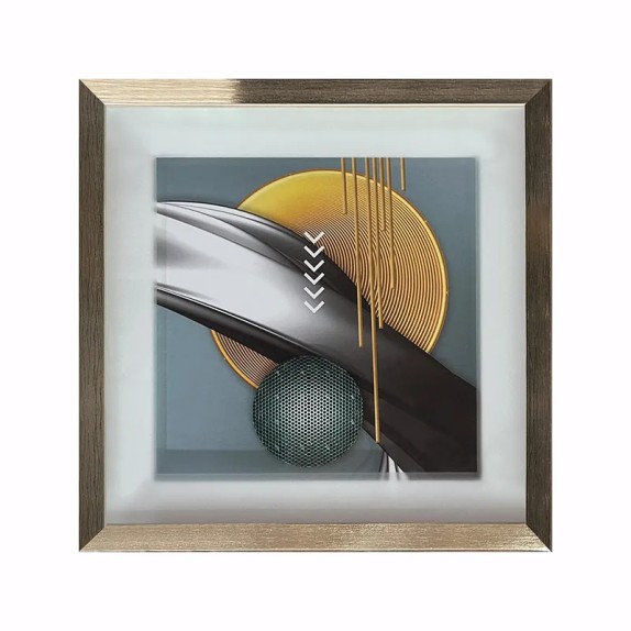 ΚΑΔΡΑΚΙ ΜΕ ΧΡΥΣΗ ΚΟΡΝΙΖΑ & ΓΥΑΛΙ - 3D ΚΥΚΛΟΙ ΑΦΗΡΗΜΕΝΟ - 41x41cm 18/KIB – Δημιουργεί αίσθηση πολυτέλειας χωρίς κόπο | iroots.gr